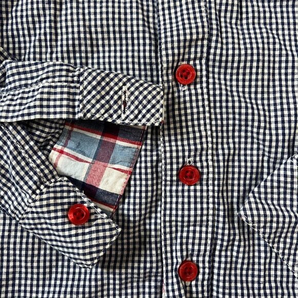 US Polo Assn Blue Gingham Embroidered Long Sleeve Button #3 Shirt Sz 3T - Picture 4 of 11